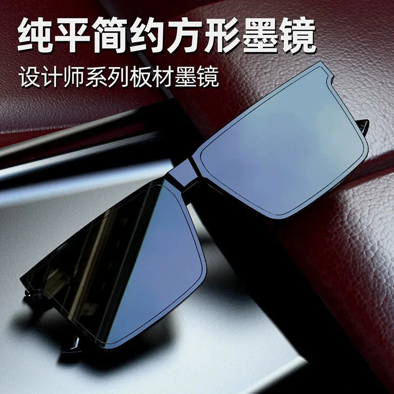 A885 Premium Rectangular Black Polarized Sunglass for men - Image 2