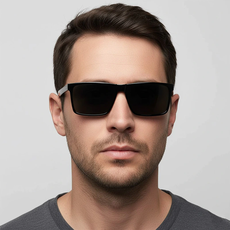 A885 Premium Rectangular Black Polarized Sunglass for men - Image 6