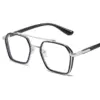 A889 Black & Silver Frame Geometric Premium Eyeglasses