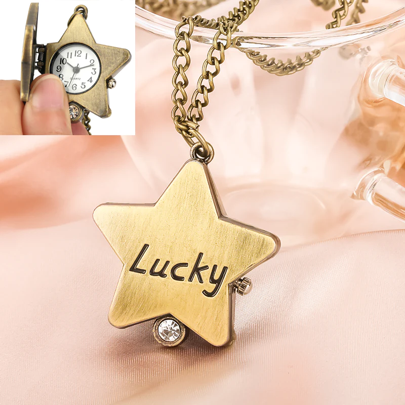 K1143 Lucky Star Vintage Necklace Watch