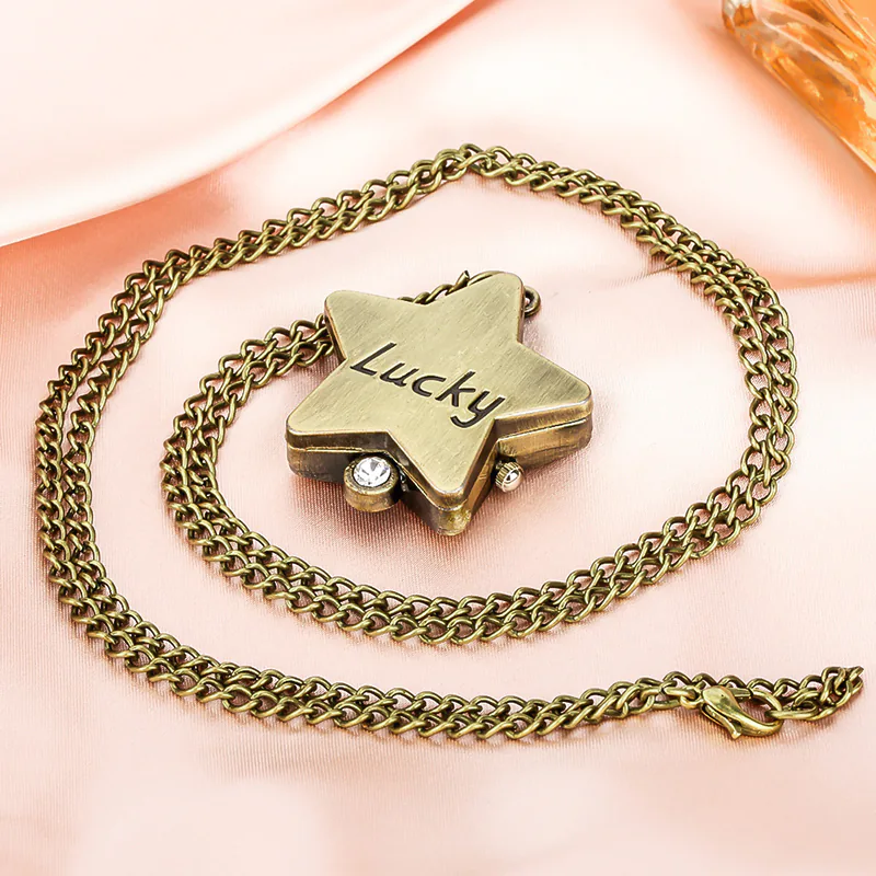 K1143 Lucky Star Vintage Necklace Watch - Image 4