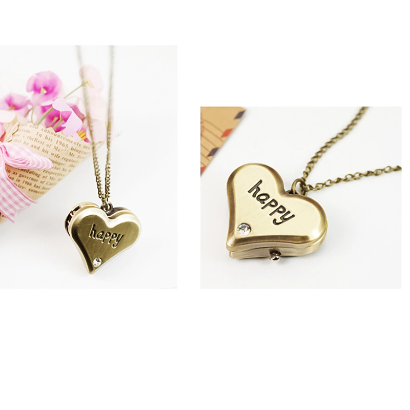 K1144 Happy Heart Vintage Necklace Watch - Image 4