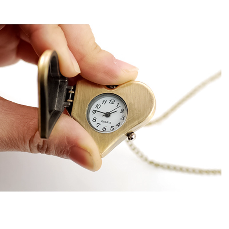 K1144 Happy Heart Vintage Necklace Watch - Image 3