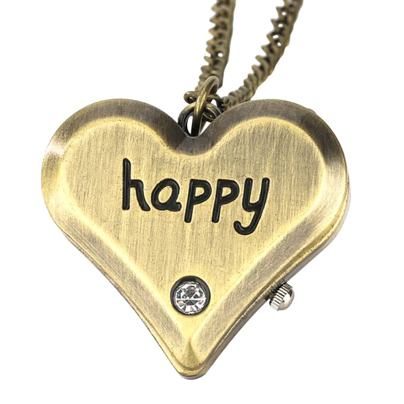 K1144 Happy Heart Vintage Necklace Watch - Image 2