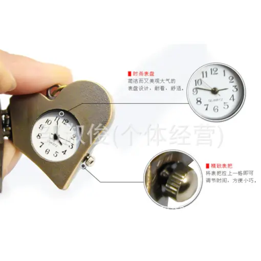 K1144 Happy Heart Vintage Necklace Watch - Image 5