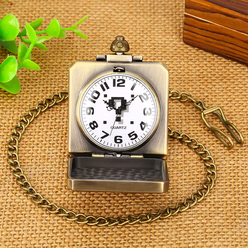 K1136 Question Block Vintage Premium Pocket Watch - Image 3
