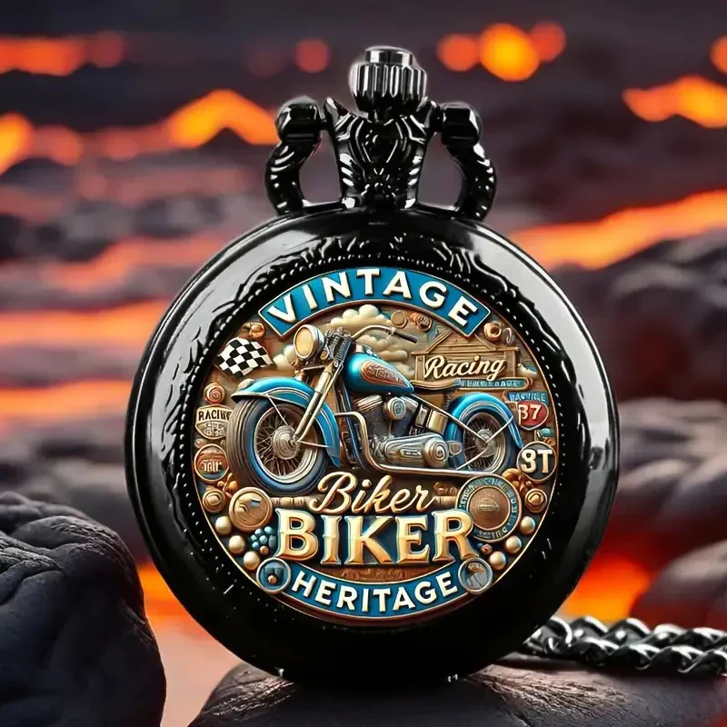 K1138 Black BIKER HERITAGE Premium Pocket Watch