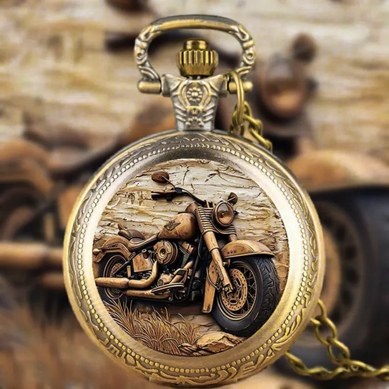 K1139 Vintage BIKER Logo Premium Pocket Watch - Image 4
