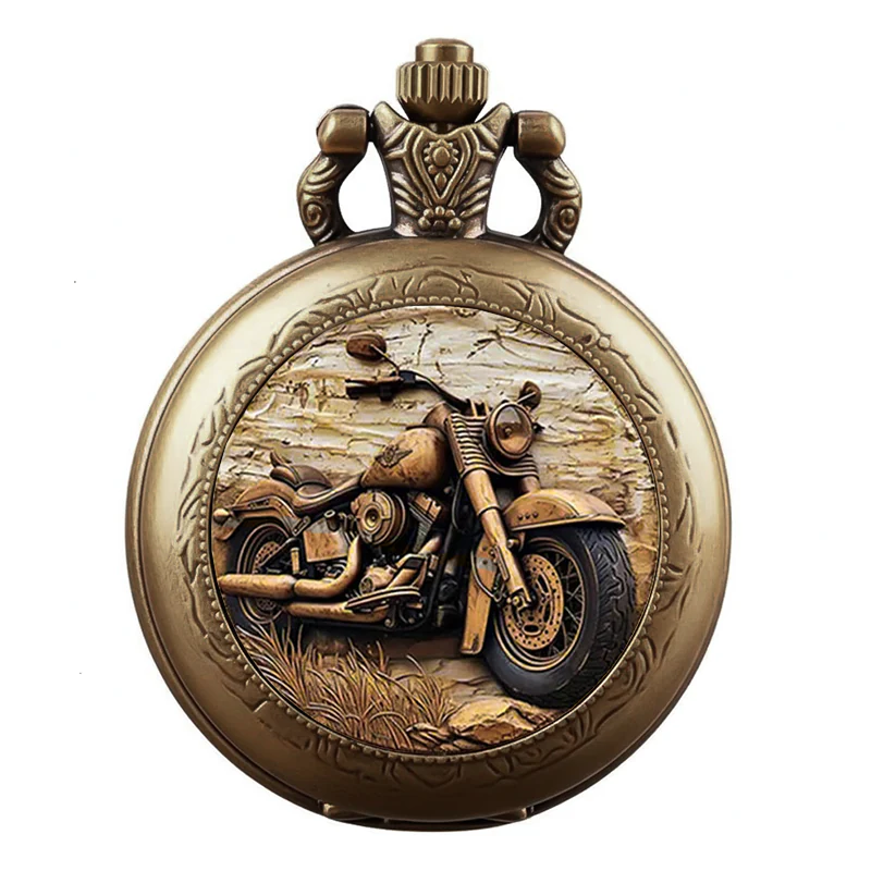 K1139 Vintage BIKER Logo Premium Pocket Watch - Image 3