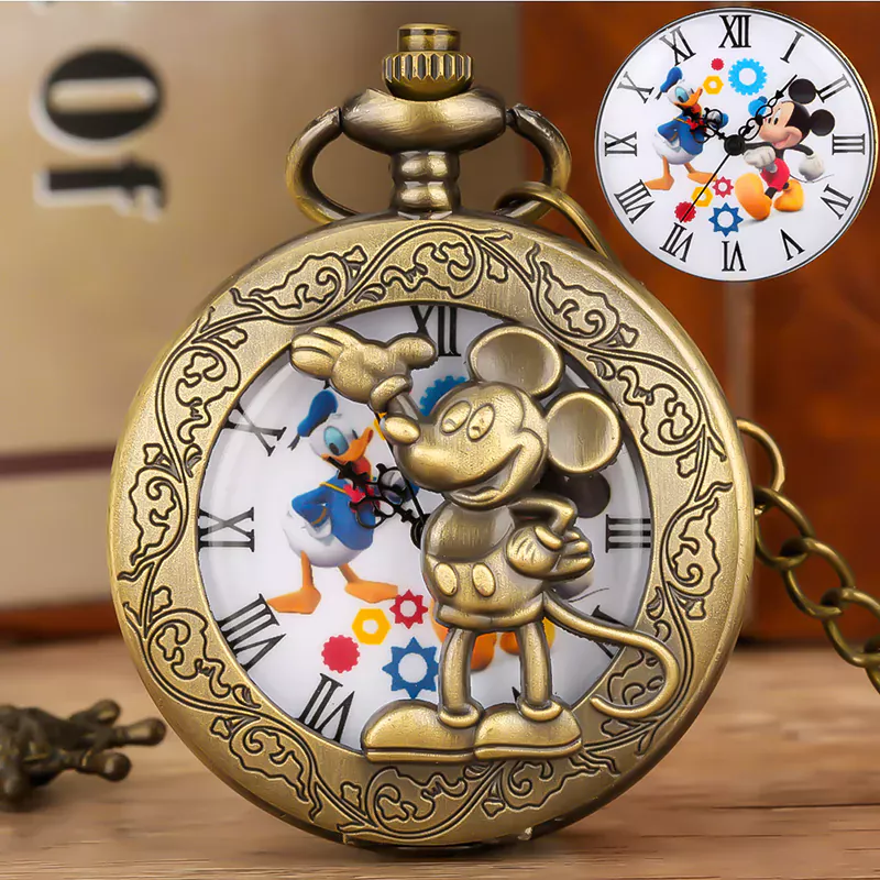 K1142 Classic Mickey & Donald Vintage Pocket Watch