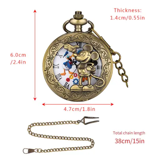 K1142 Classic Mickey & Donald Vintage Pocket Watch - Image 7
