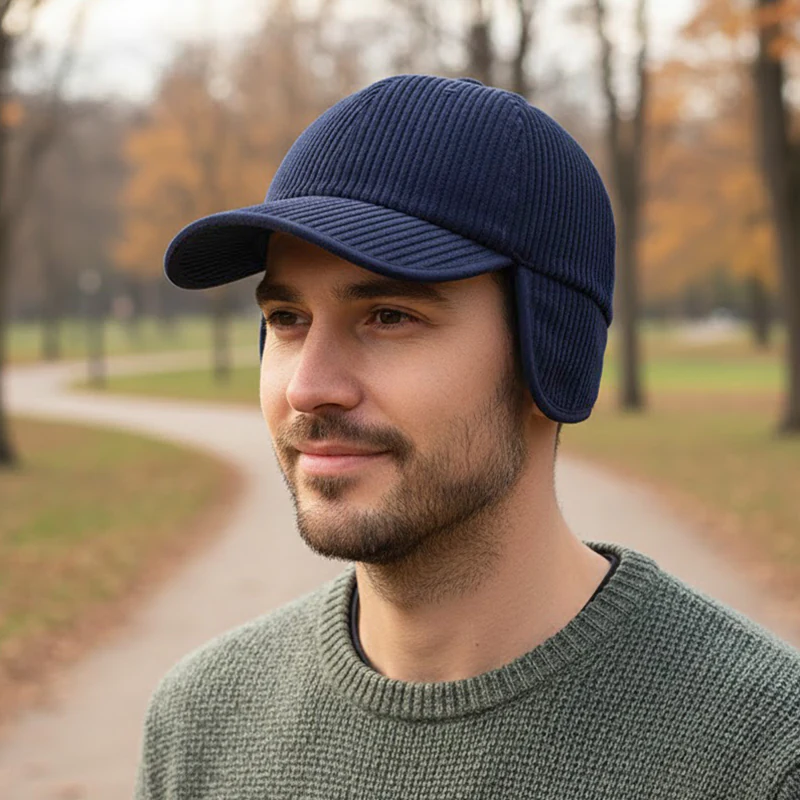 CP1303 Premium Corduroy Fabrics Ear Flap Cap - Image 5