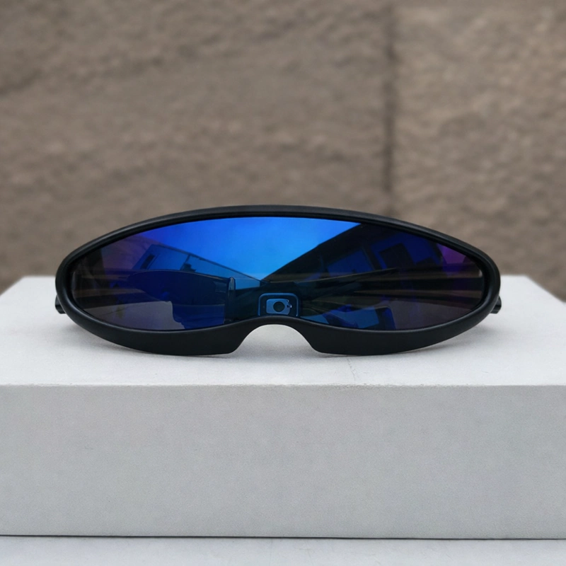 A906 Black Frame Blue Mirror Unique Sunglasses - Image 6