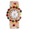 K3023 Rhinestone Décor Round Pointer Watch