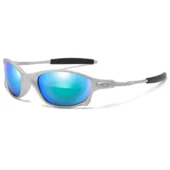 A910 Silver Frame Blue Lens Stylish Premium Sunglasses
