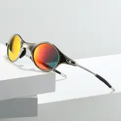 A913 Retro Oval Shape Metal Frame Premium Polarized Sunglasses