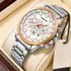 BN1038 BINBOND Luxury Silver White Stainless Steel Men’s Watch