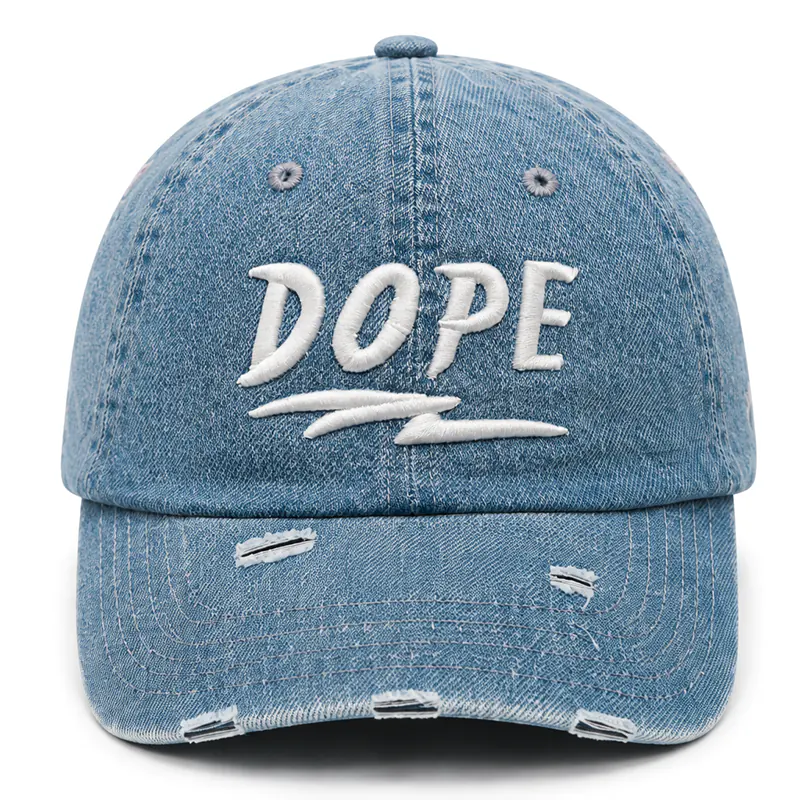 CP1315 Premium Distressed DOPE Embroidery Vintage Denim Cap - Image 4