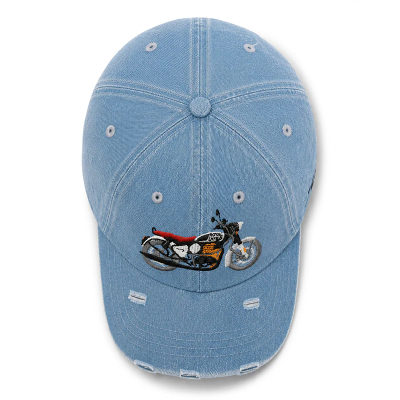 CP1323 Premium Distressed Bike Embroidery Denim Cap - Image 5