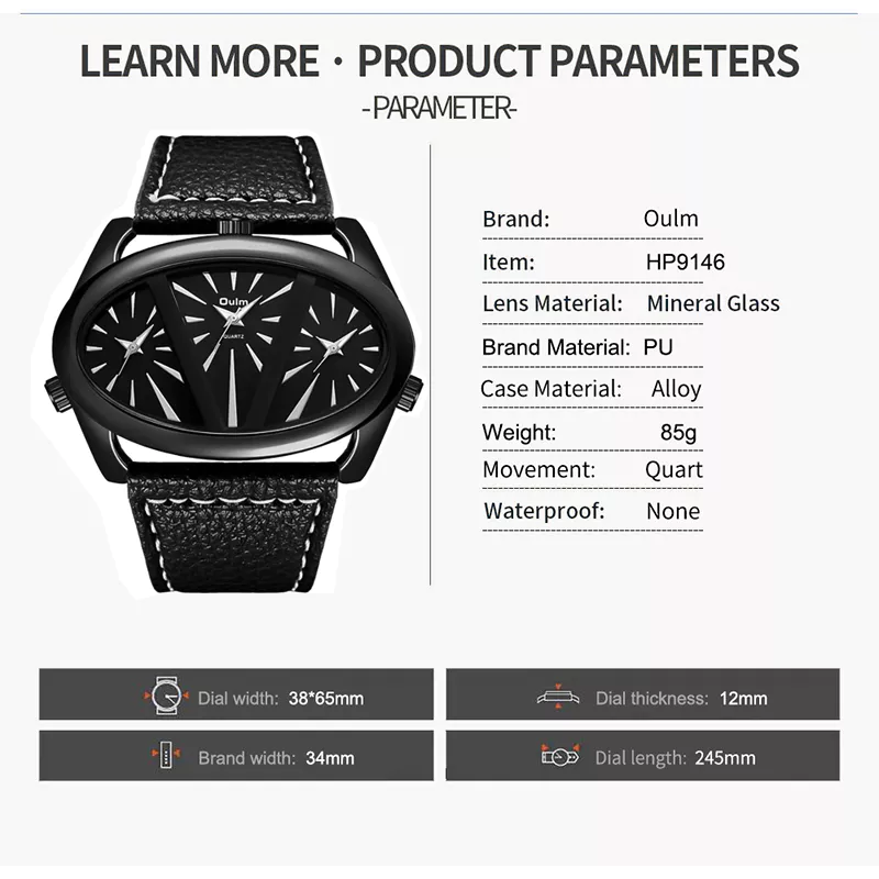 UM36 Oulm Big Dial Triple Time Premium Watch - Image 3
