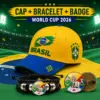 CP1327 Brasil Cap Bracelet Badge Combo Set