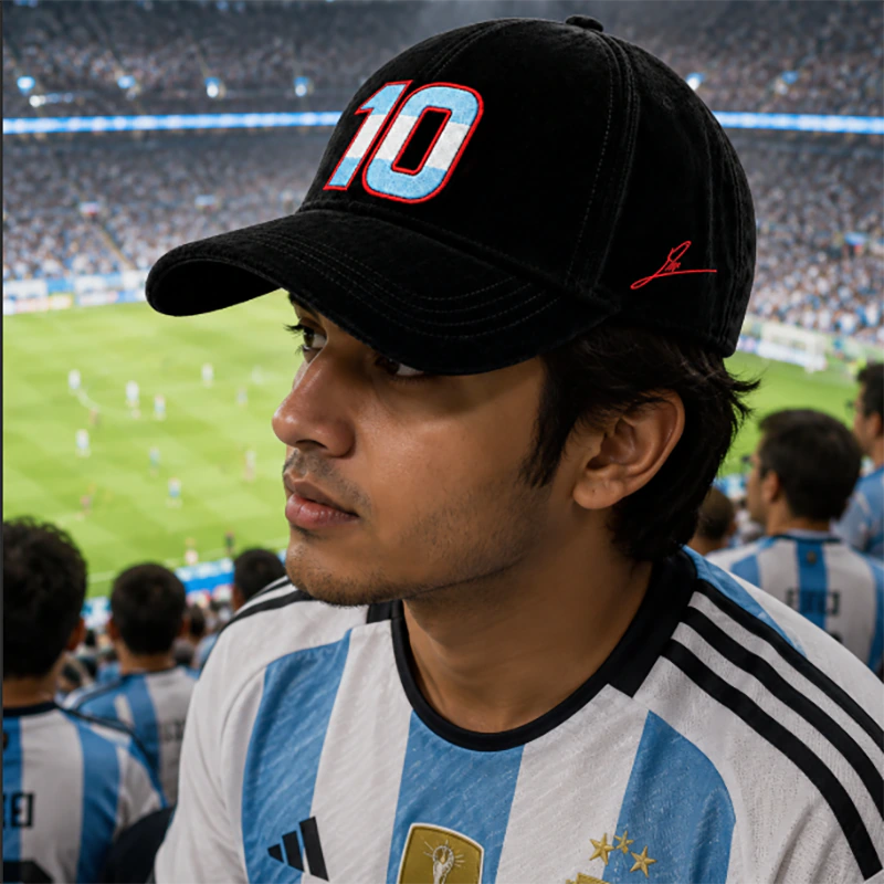 CP1332 Messi Fan Signature Style Black Velvet Cap - Image 3