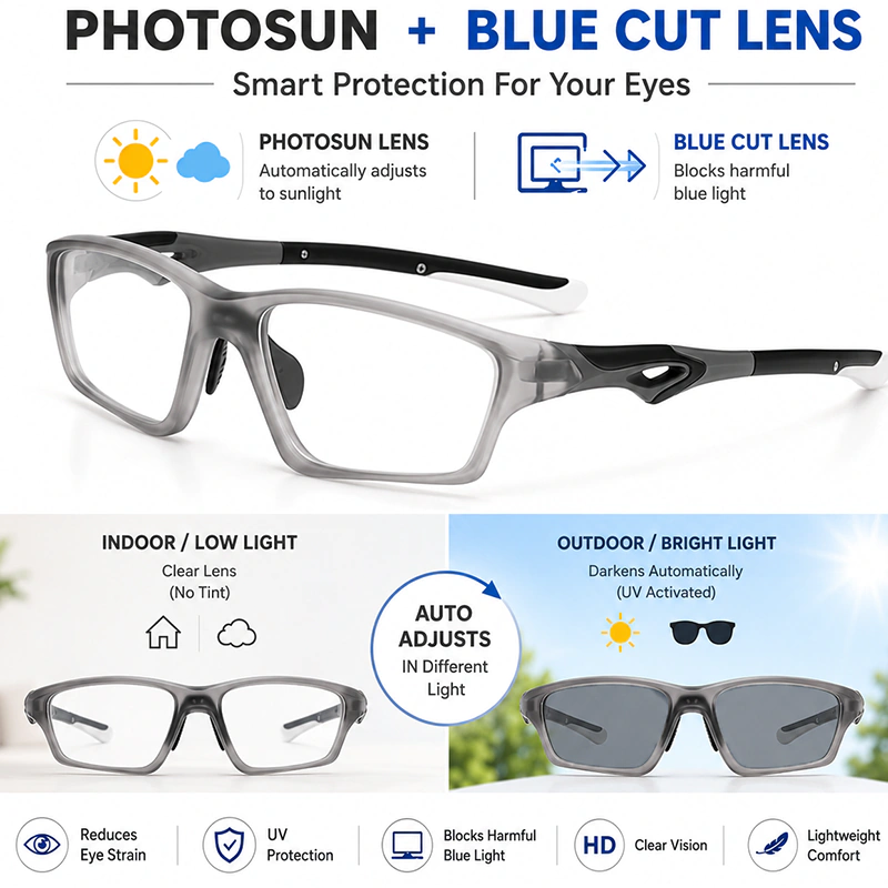 A944 Sports Style Photosun & Blue-cut Glasses