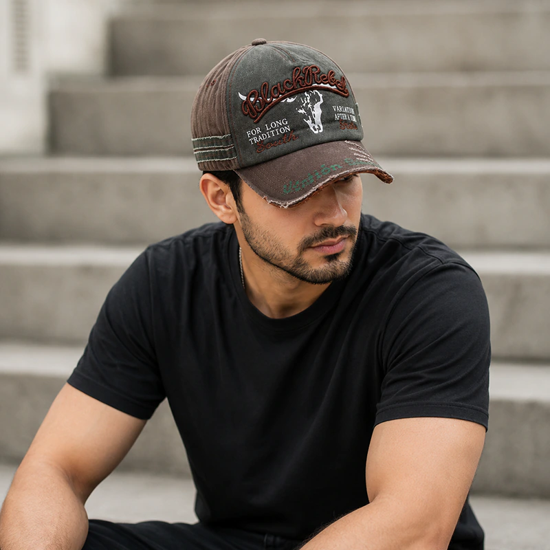 CP1343 Vintage Washed Blue Gray Baseball Cap - Image 3
