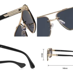 A947 Luxury Gold Frame Square Sunglasses - Image 5