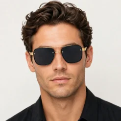 A947 Luxury Gold Frame Square Sunglasses - Image 3