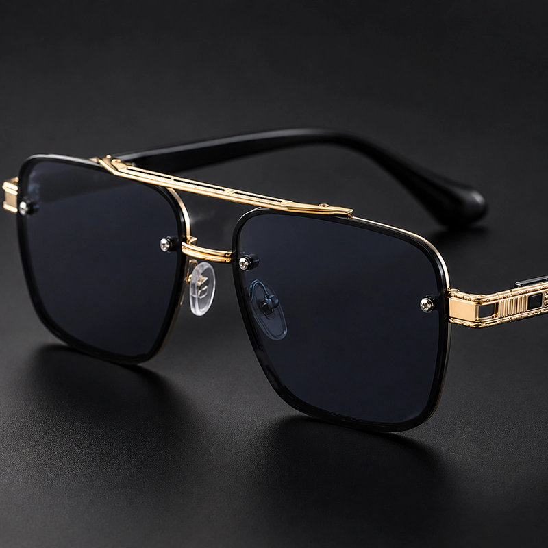 A947 Luxury Gold Frame Square Sunglasses