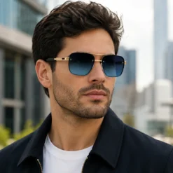 A948 Luxury Gold Frame Blue Gradient Sunglasses - Image 2