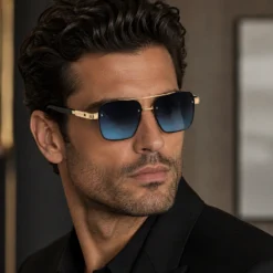 A948 Luxury Gold Frame Blue Gradient Sunglasses - Image 3