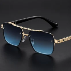 A948 Luxury Gold Frame Blue Gradient Sunglasses