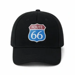 CP1350 Route 66 Logo Black Cotton Baseball Cap - Image 4