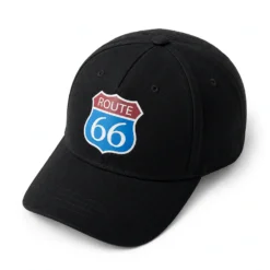 CP1350 Route 66 Logo Black Cotton Baseball Cap - Image 7