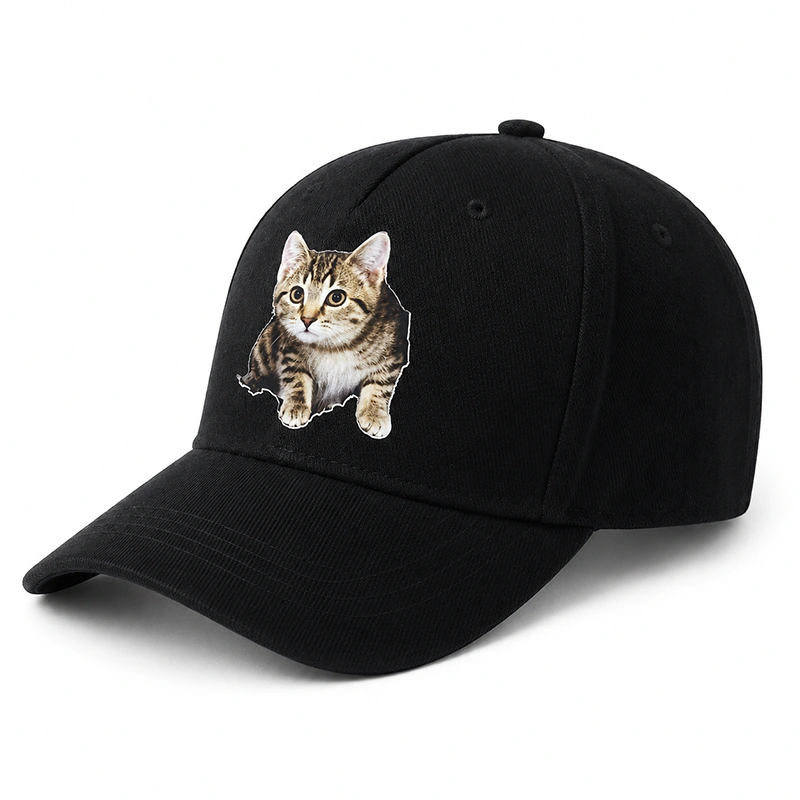 CP1351 Premium Cat Print Black Baseball Cap