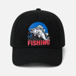 CP1354 Fishing Logo Black Baseball Cap - Image 4