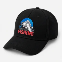 CP1354 Fishing Logo Black Baseball Cap