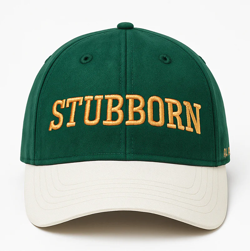 CP1191 White & Green Cap with STUBBORN Ambrotary text - Image 3