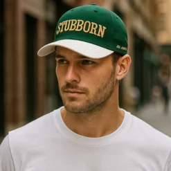 CP1191 White & Green Cap with STUBBORN Ambrotary text - Image 2